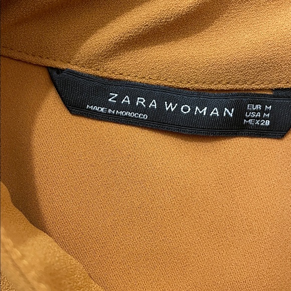 Zara Keyhole Mockneck Button Blouse Honey/Saffron Yellow - Picture 4 of 4